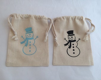 Christmas Gift Bag: Snowman Christmas Holiday Gift Bag or Favor bags, Childrens Classroom Gift Bags