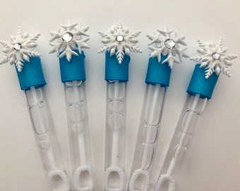 Snowflake Bubble Wand: Frozen Party Favors, Christmas Holiday Favor
