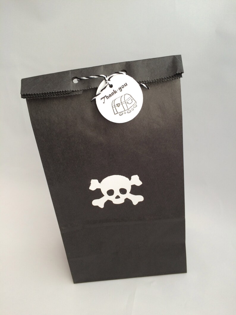 Pirate Favor Bags 10 Pirate Paper Party Bags Black Paper Etsy