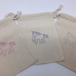 Unicorn Favor Bags: Unicorn Muslin Party Bags, Unicorn Party Supplies, Unicorn Favors