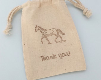 Horse Party Favor Bags with Pretty Brown Horse design; Equestrian Party Favor Bag