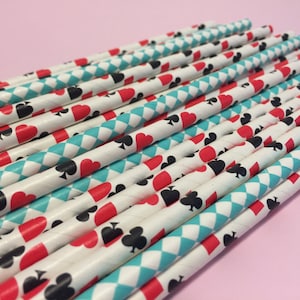 Paper Straws, 25 Mad Hatters Tea Party Paper Straws, Alice in Wonderland Paper Straws: Assorted Mad Hatter Straws, Mad Hatter Party Supplies