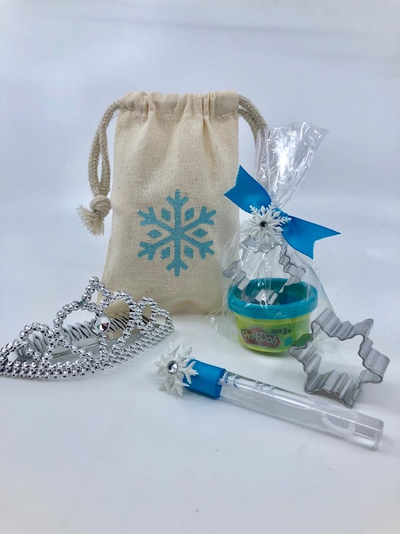 Frozen Party Favor, Winter Wonderland Party Favor, Frozen Party Bag Filled  With Play Doh and Snowflake Cutter, Snowflake Theme Bubble Wand 