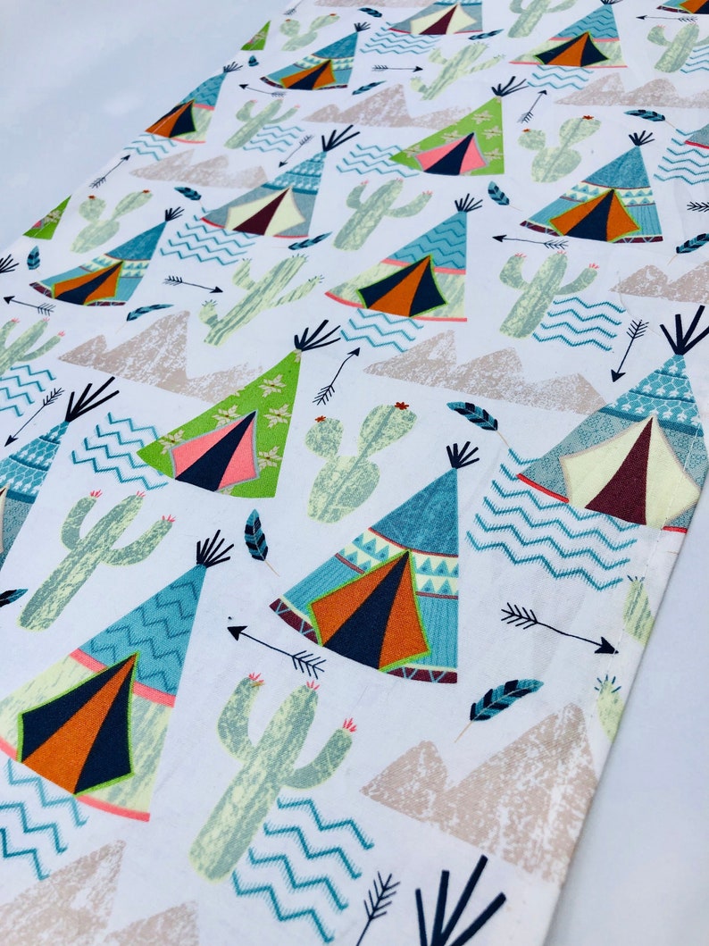 Camping Party or Adventure Party Cactus and Teepee Table Runner Accent Table Mat or Runner Ideal for a Cactus Party
