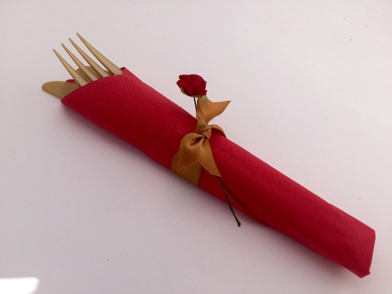 Beauty and the Beast Party Flatware: Rose Themed Party Cutlery, Beauty and The Beast Theme, Beauty and the Beast Flatware image 2