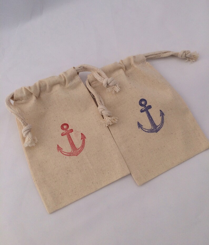 Nautical Party Favor Bag With Red and Blue Anchor Designs - Etsy