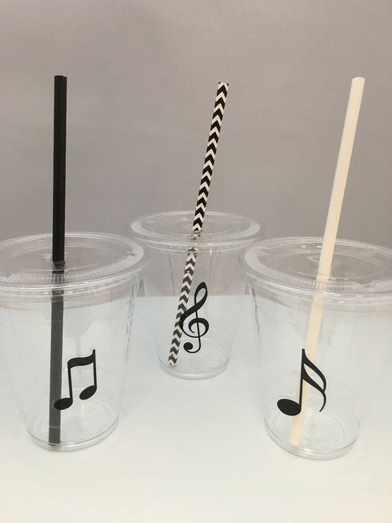 Buy Music Note Plastic Cups With Lids and Straws: Music Party Plastic Drink  Cups With Lids and Straws Online in India 