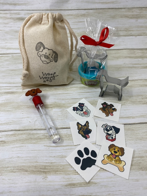 Dog Party Favor Puppy Party Bag Filled With Play Doh and Dog Cutter Dog Theme Bubble Wand and a Dog Tattoo Pawty Favor Bag Etsy Canada