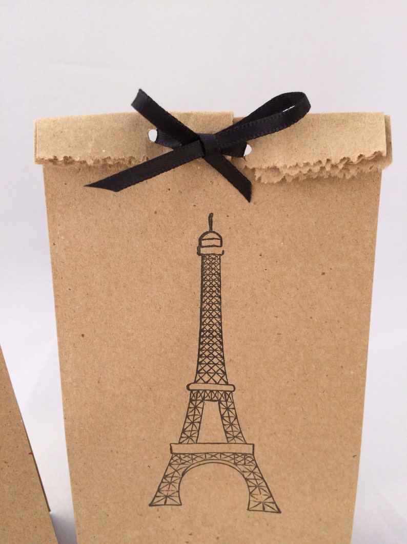 Paris Gift Bag Paris Treat Bags Eiffel Tower Kraft Paper Favor Bags 10