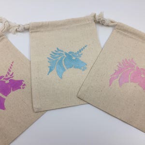 Unicorn Favor Bags: Unicorn Muslin Party Bags, Unicorn Party Supplies, Unicorn Favors
