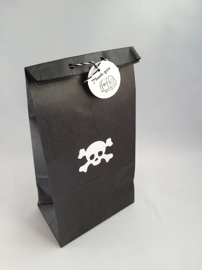 Pirate Favor Bags 10 Pirate Paper Party Bags Black Paper Etsy