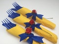 Beauty and the Beast Party Flatware: Rose Theme, Blue & Yellow
