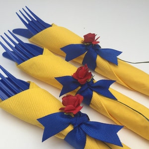 Beauty and the Beast Party Flatware: Rose Themed Party Cutlery, Beauty and The Beast Theme, Beauty and the Beast Flatware image 1