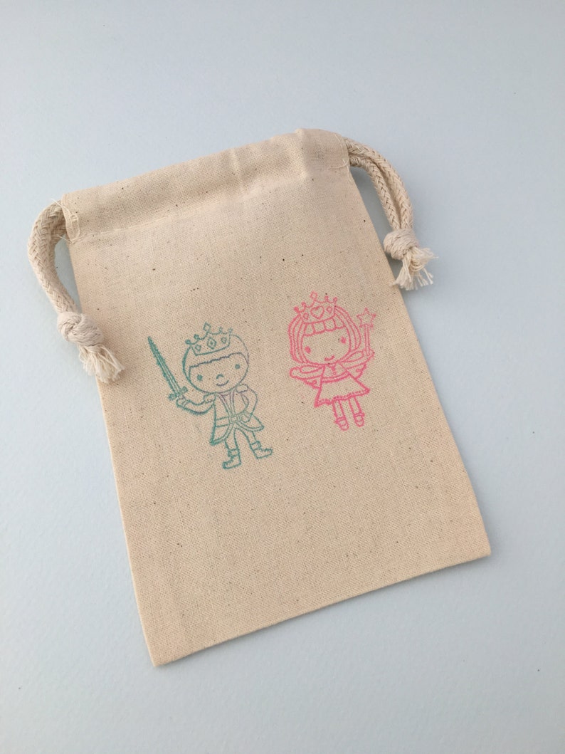 Prince and Princess Party Favor Bags: Blue Prince and Pink Prince Design image 1