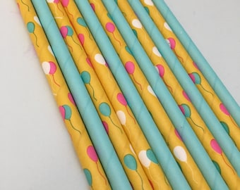 Balloon Party Straws, Birthday Party Straws