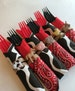 Barnyard Flatware Sets: Bandana and Cowprint Party Silverware with Farmyard Charms, Western Tableware, Western Party Supplies 