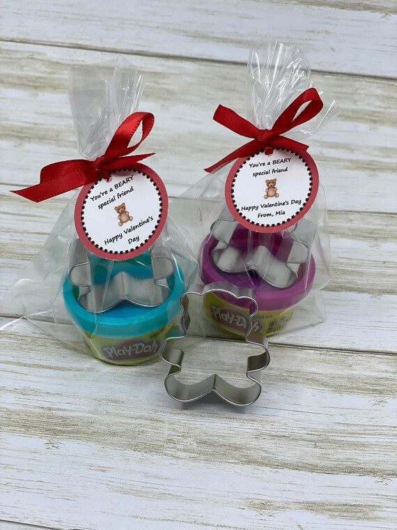 Teddy Bear Valentine's Day Favor: Playdoh Cutter, Personalized