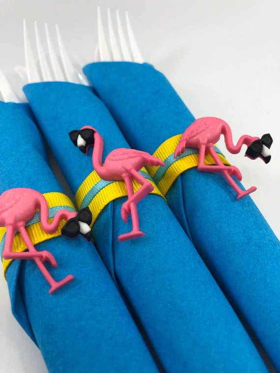 Juegos de vajillas Flamingo Beach Party Silverware Flamingo