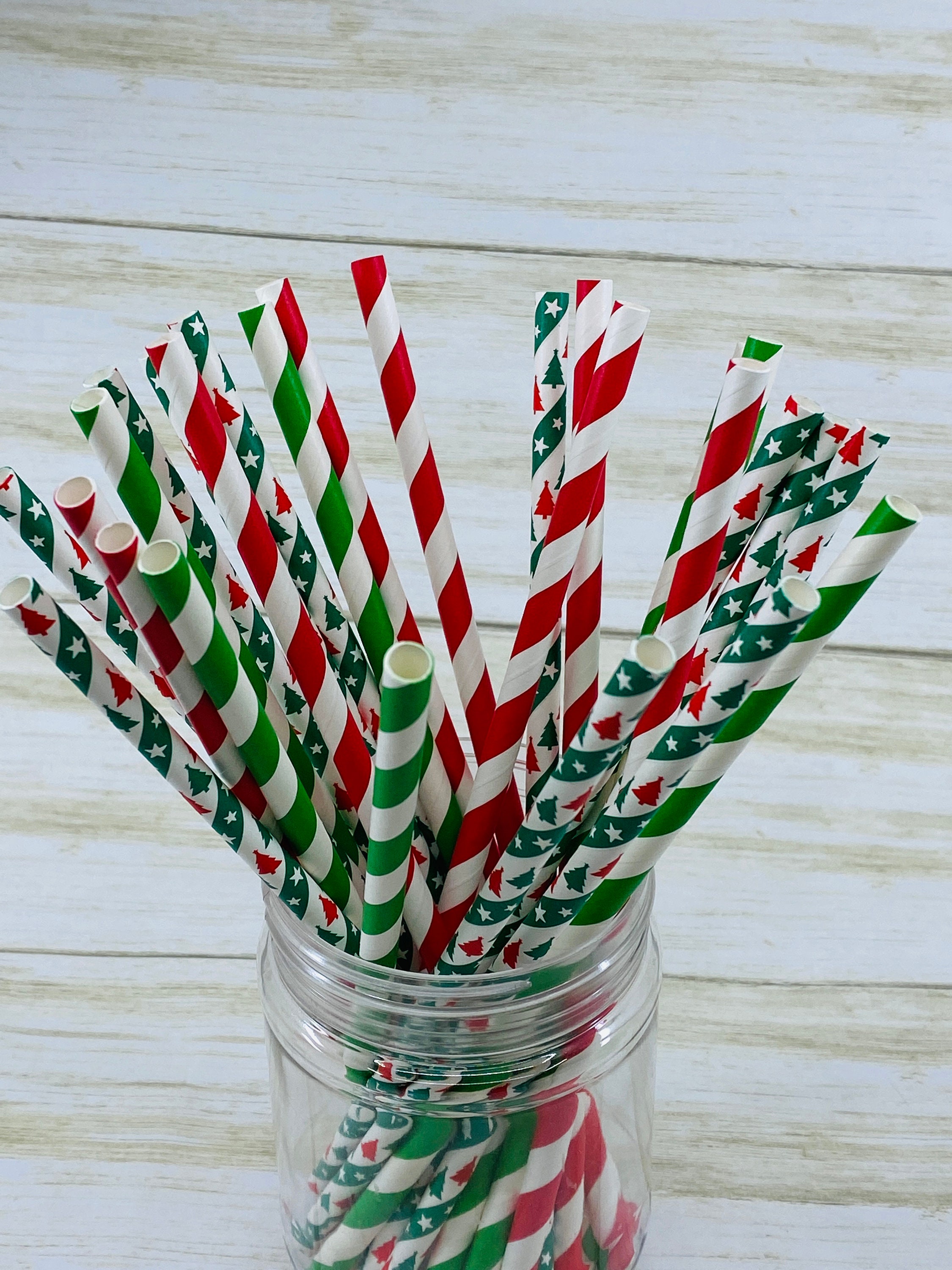  Christmas Straws (25 pack) - Red & Green Holiday