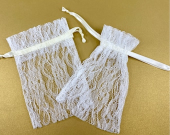 Woreczki koronkowe, zestaw 5 sztuk, woreczek na upominki, woreczek na biżuterię