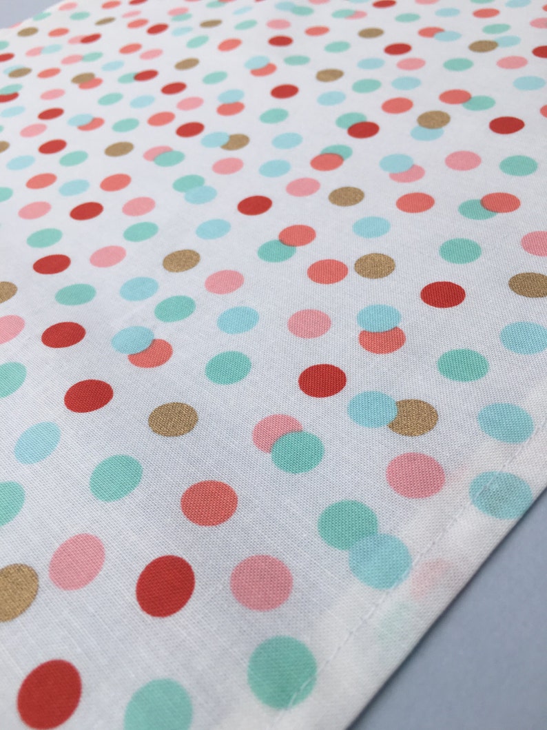 Polka Dot Table Runner Aqua Blue Gold Pink Spotty Table Etsy