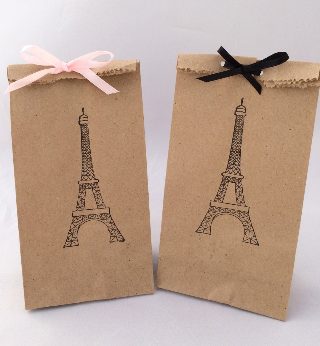 Paris Treat Bags 10 Eiffel Tower Kraft Paper Favor Bags, Paris Gift
