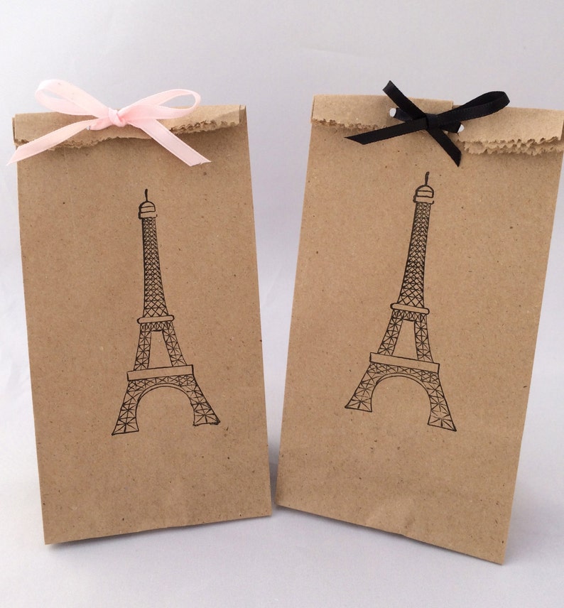 Paris Gift Bag Paris Treat Bags Eiffel Tower Kraft Paper Favor Bags 10