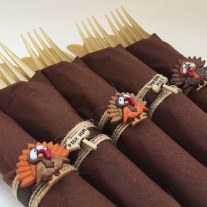 Thanksgiving Napkin Rings: Thanksgiving Theme Napkin Rings, Thanksgiving Tableware, Thanksgiving Decor, Turkey Napkin Rings