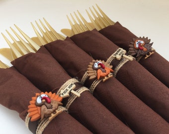 Thanksgiving Napkin Rings: Thanksgiving Theme Napkin Rings, Thanksgiving Tableware, Thanksgiving Decor, Turkey Napkin Rings