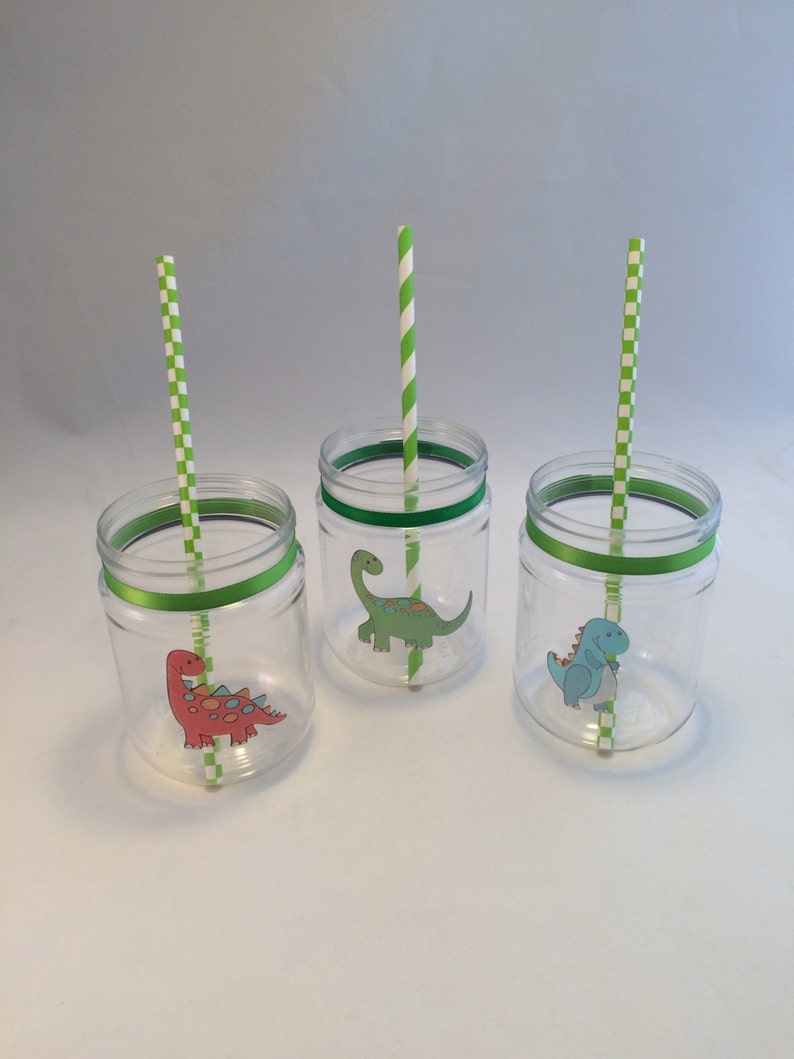 Dinosaur Theme Plastic Mason Jar Drink Cups or Treat Jars Etsy