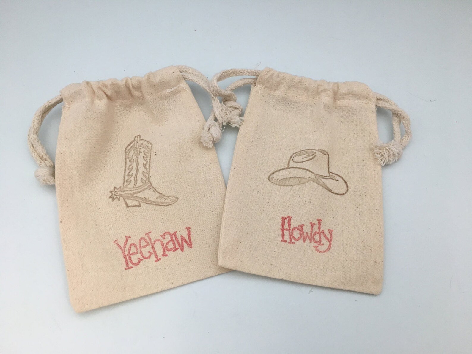 Western Favor Bags Cowboy and Cowgirl Muslin Bags With Etsy