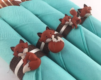 Fox Party Napkin Rings: Woodland Animal Party Decor