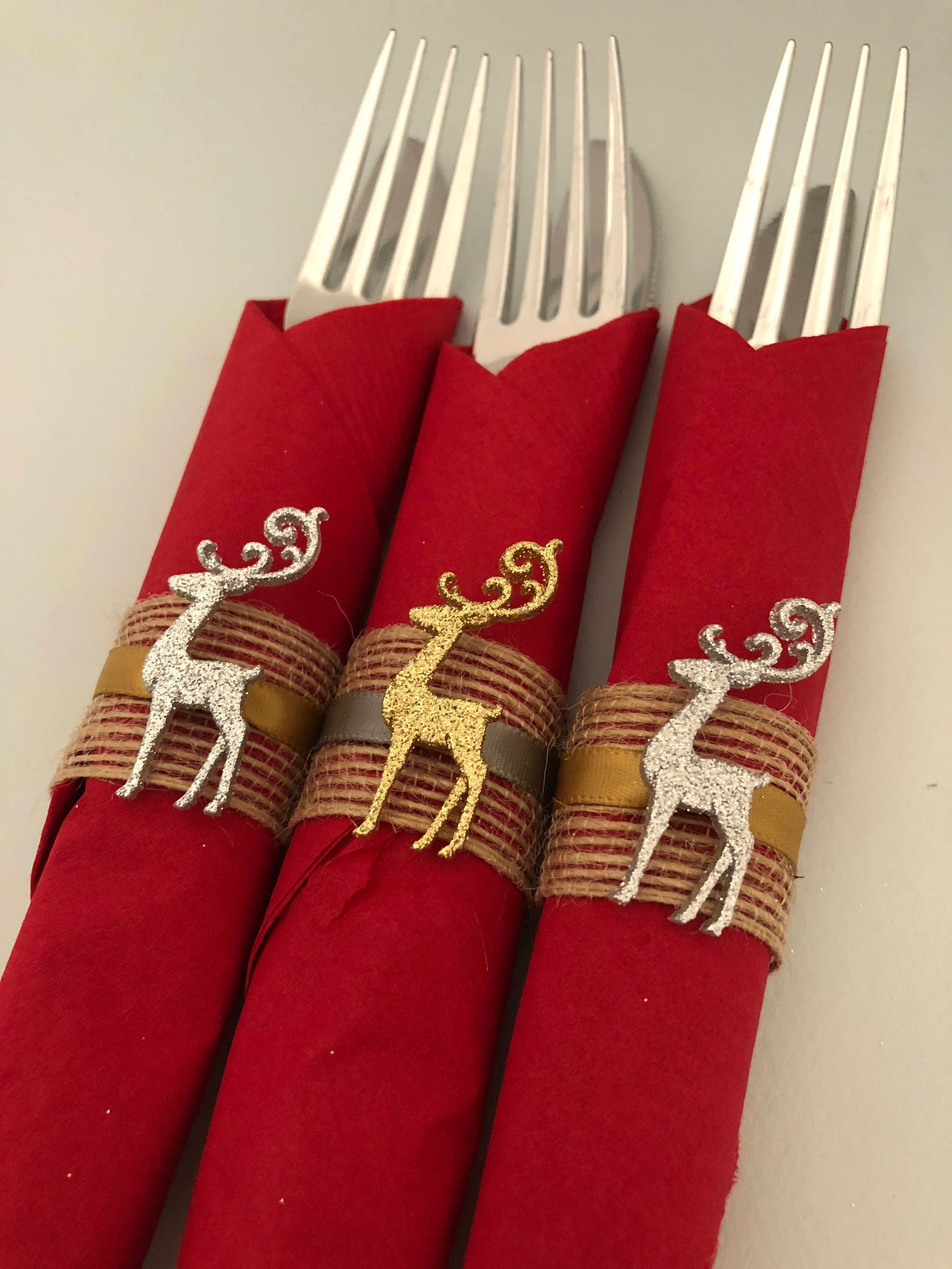 Gold & Silver Reindeer Napkin Rings Christmas Napkin Rings Etsy