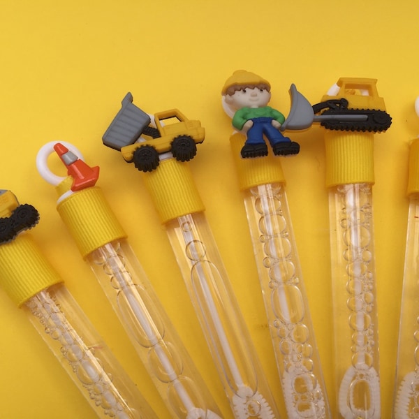 Construction Bubble Party Favors: Truck, Digger, Cone Charms