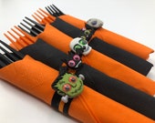 Halloween Party Flatware Set: Disposable Cutlery with Creature Charms