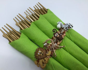 Safari Flatware - Safari Party Silverware, Safari Party Supplies, Jungle Babies Party Tableware, Zoo Flatware