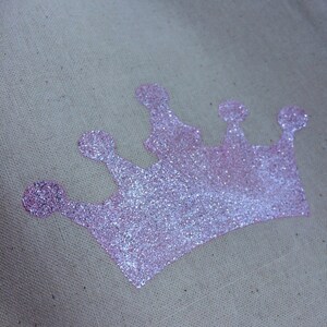 Princess Party Treat Bags: Pink or Gold Glitter Crown Muslin Bags Princess Favor Bags Cinderella Favor Bag image 4