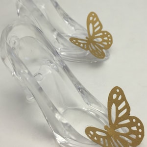 Cinderella Party Favors: Cinderella Glass Slipper and Gold Butterfly Candy Holders