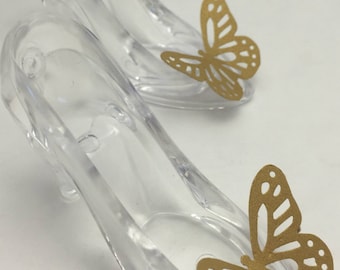 Cinderella Party Favors: Cinderella Glass Slipper and Gold Butterfly Candy Holders