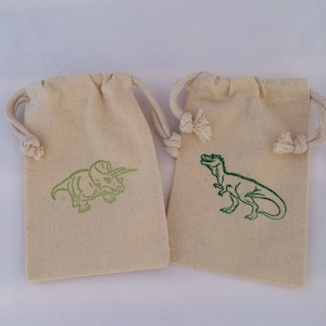 Dinosaur Party Bags: Muslin Favor Bags With Dinosaur Designs, Dinosaur Party Supplies