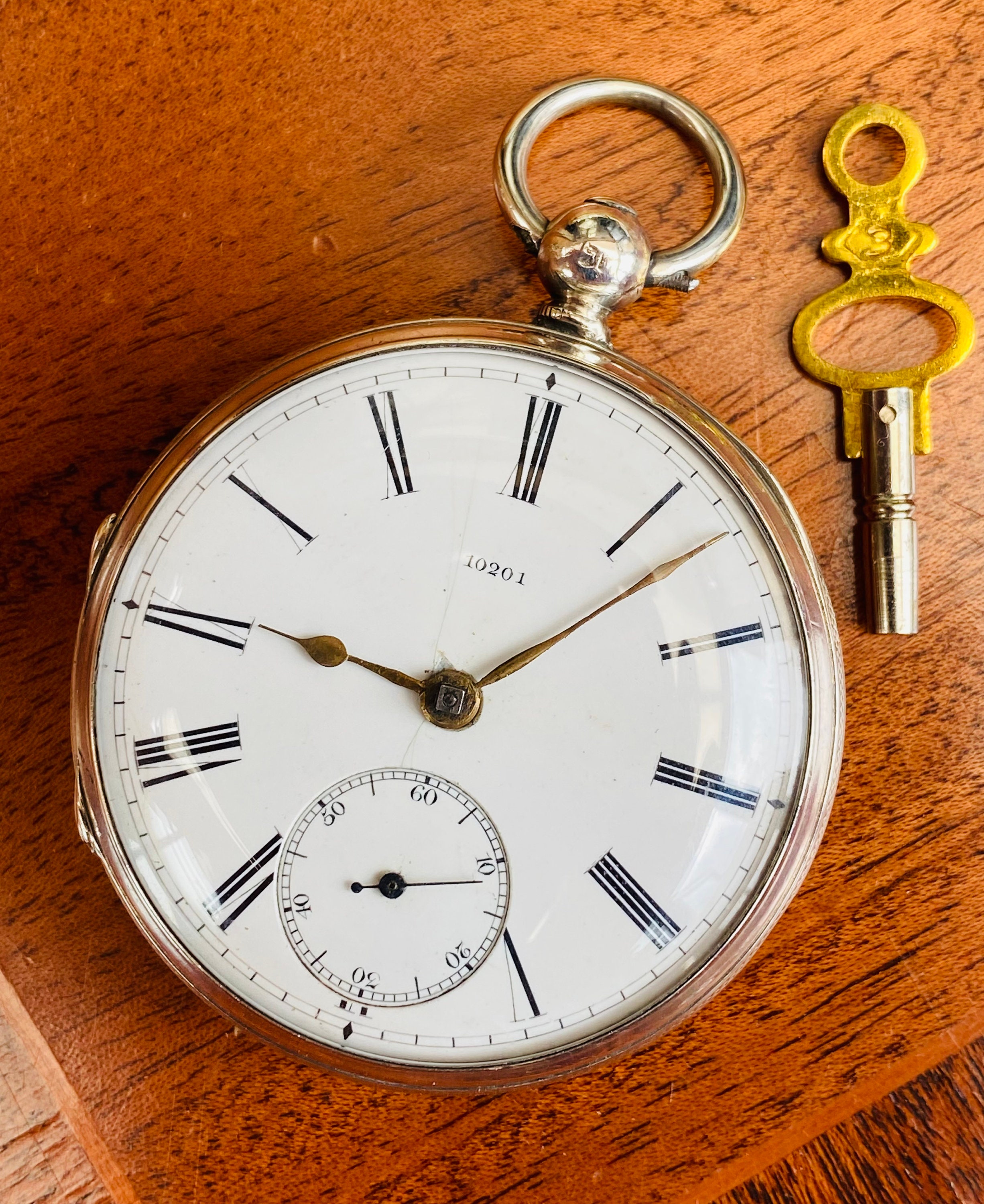 1867 ENGLISCH FUSEE POCKET Uhr in Sterling Silber mit