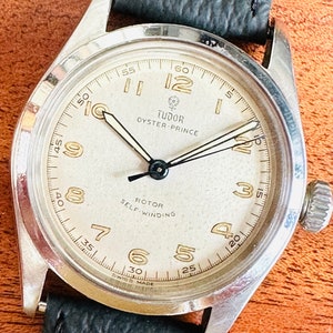 Rolex Tudor Oyster Prince from 1956.  Ref 7909, 34mm, ‘Butterfly Movement’.
