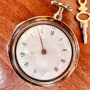 c.1785 George III Horn Pair Cased Verge Fusee Pocket Watch by Edward Hemmen, London.