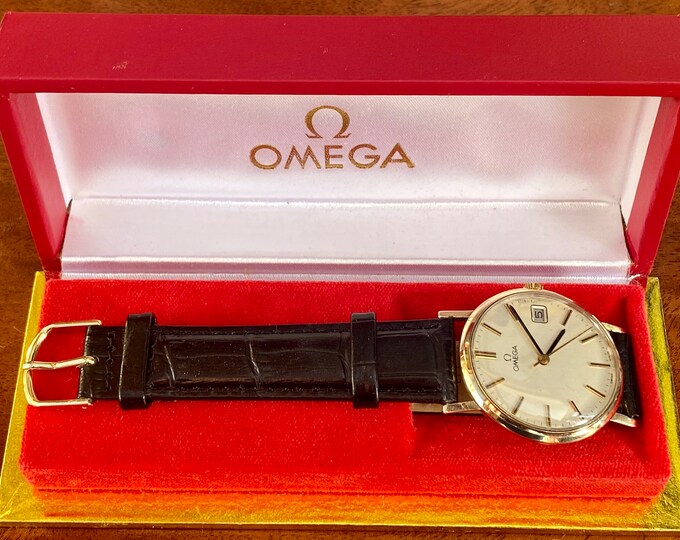 1977 OMEGA 9K SOLID GOLD Gentlemans Box, Serviced. Etsy
