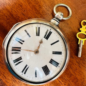 1847 Pair Cased Verge Fusee Pocket Watch in Sterling Silver,  by Row of Alton, England.
