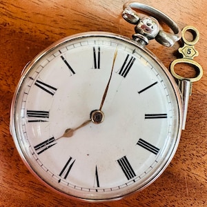 1824 Verge Fusee Pocket Watch, Sterling Silver, Roberts Storer, London, England