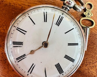 1824 Verge Fusee-zakhorloge, sterlingzilver, Roberts Storer, Londen, Engeland