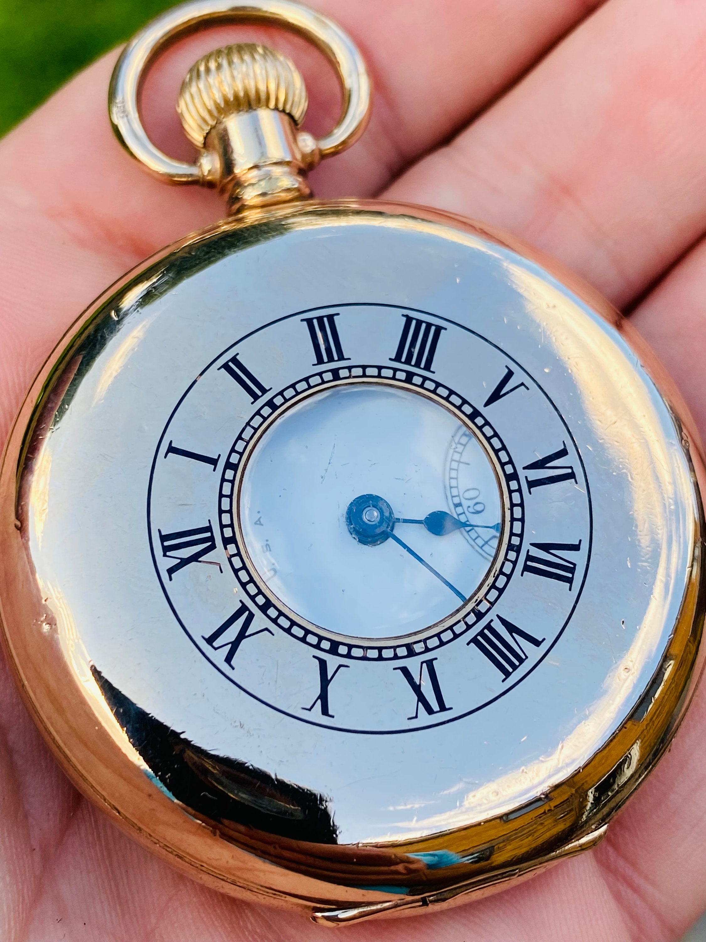 Waltham half top hunter pocket watch
