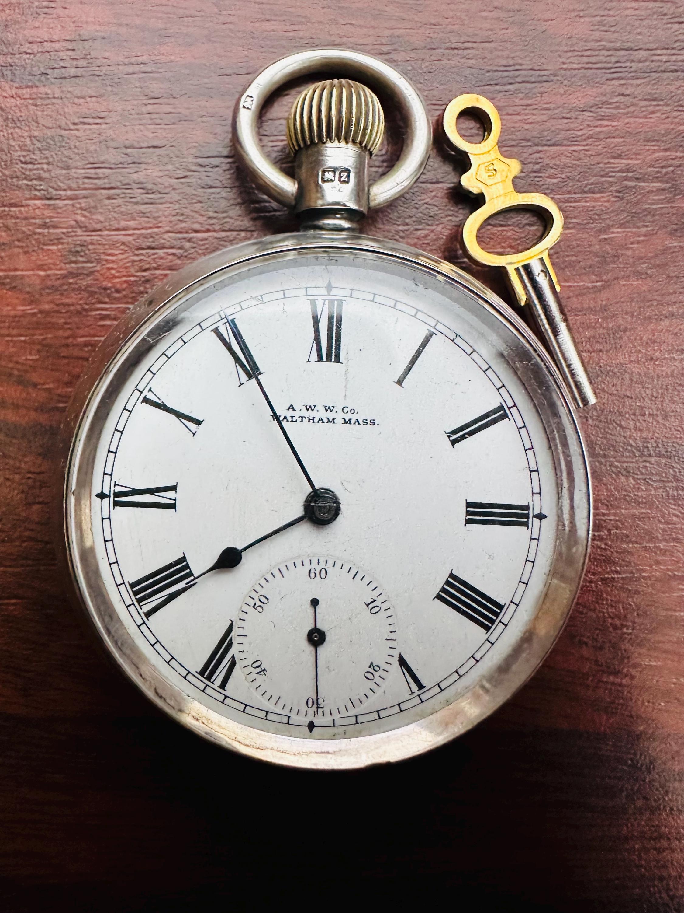 Waltham coin watch シルバー800 銀製 手巻き 懐中時計 ウォルサム 