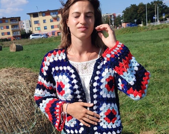 A unique handmade short cardogan crochet hippie boho